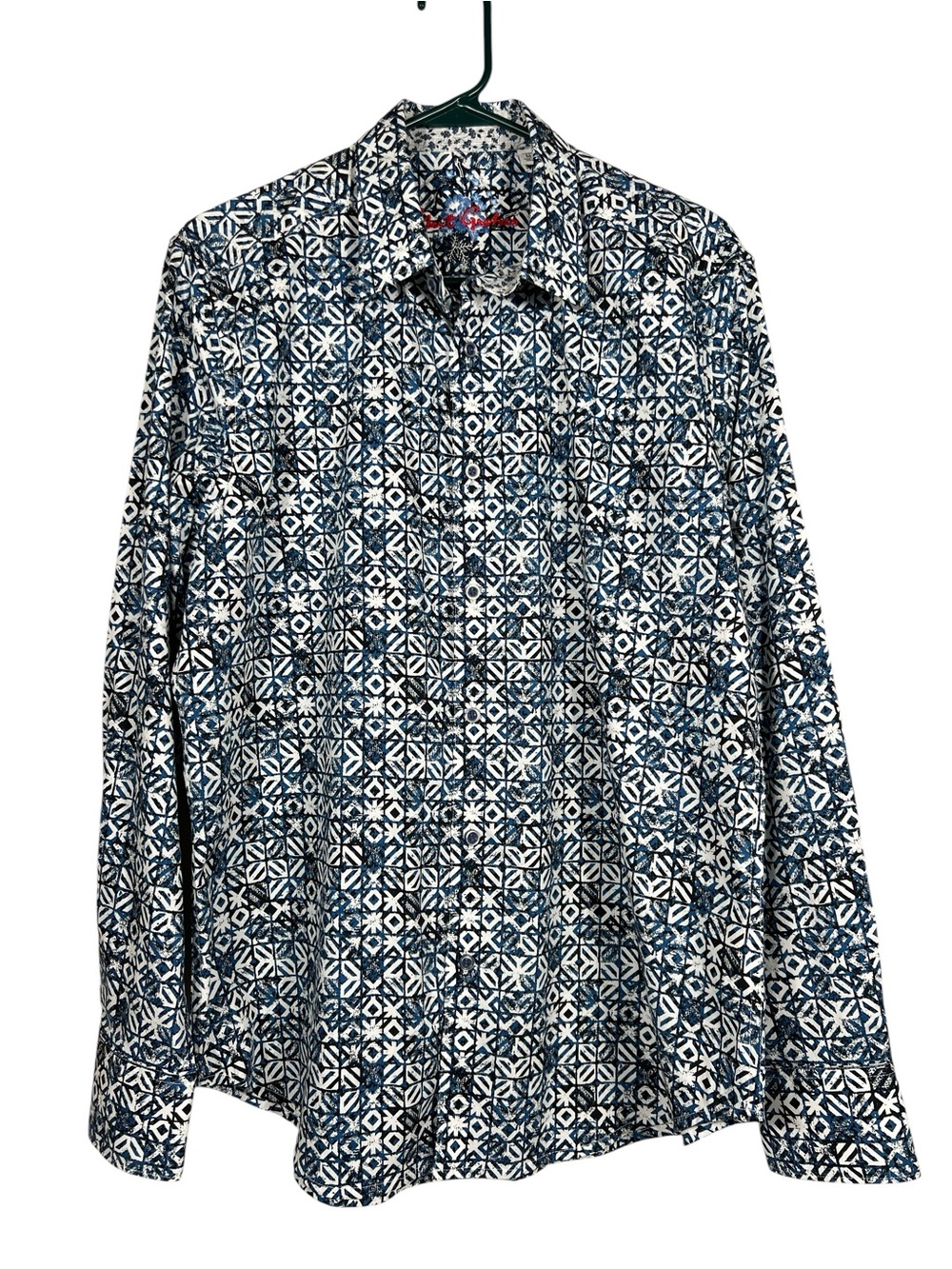 ROBERT GRAHAM PIERRESON long slv classic fit button down shirt geo print sz MED